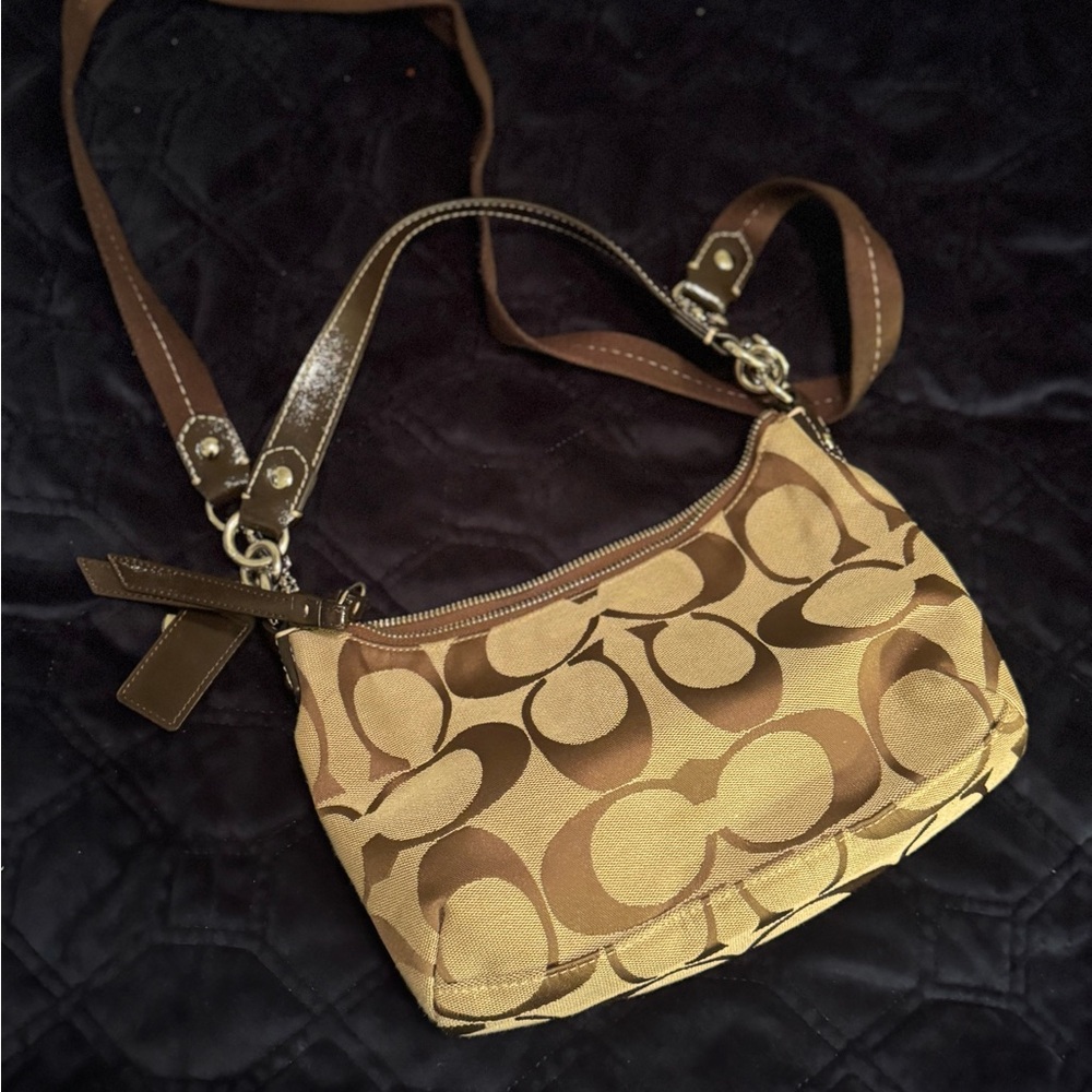 Coach Tan and Brown Shoulder Bag